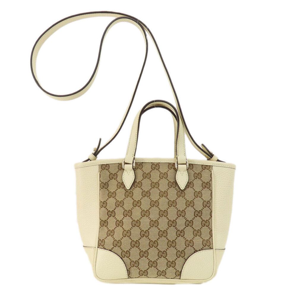 Gucci Tote Bree White Shoulder GG Canvas Bag Beige White Tan
